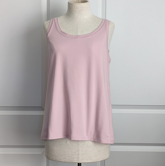 Eileen Fisher Tank Organic Cotton Stretch Jersey Scoop Neck Light Plum L NWT - Picture 1 of 12